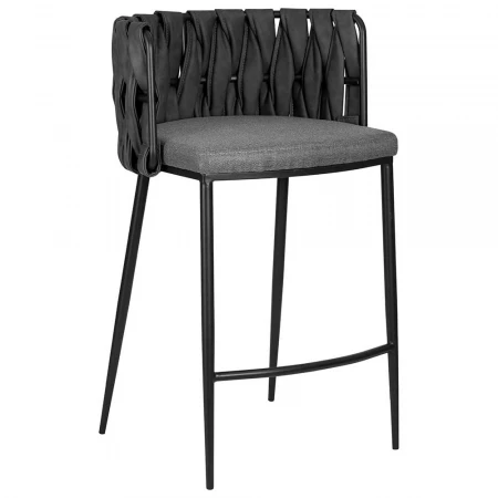 Стул полубарный DOBRIN AMELIA COUNTER (серая ткань (F-48), темно-серый винтажный PU (MF-12)) 1538-1-LMN AMELIA COUNTER