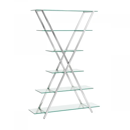 Стеллаж Stool Group Гейт прозрачное стекло сталь серебро EDCS-006