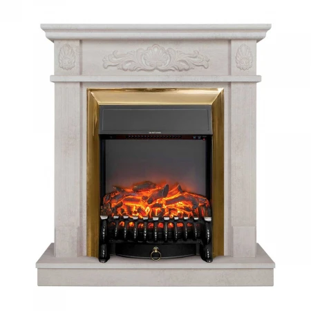 Электрокамин Realflame Adelaida WT с очагом Fobos Lux Brass 303001