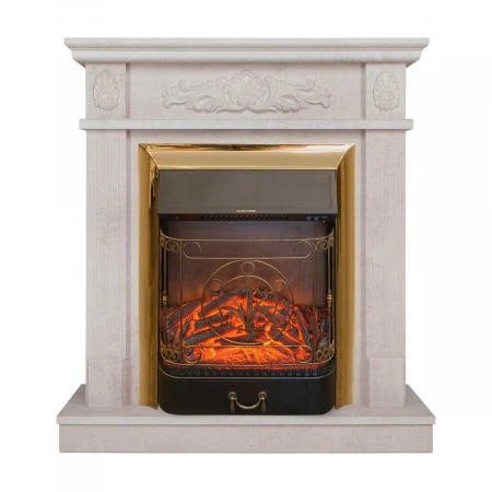 Электрокамин Realflame Adelaida WT с очагом Majestic Lux Brass 306001