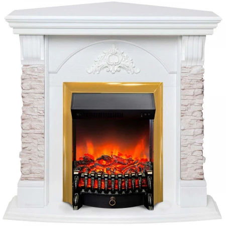 Электрокамин Realflame Athena Corner GR с очагом Fobos Lux Brass 303135