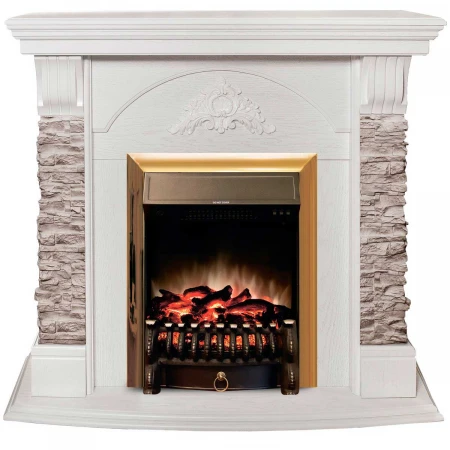 Электрокамин Realflame Athena GR WT с очагом Fobos Lux Brass 303132