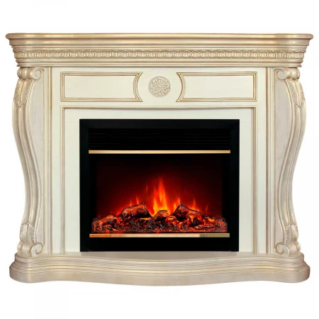 Электрокамин Realflame Barcelona 33 WT с очагом Moonblaze Deluxe Brass 318120