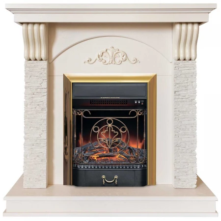 Электрокамин Realflame Corfino WT с очагом Majestic Lux Brass 306139