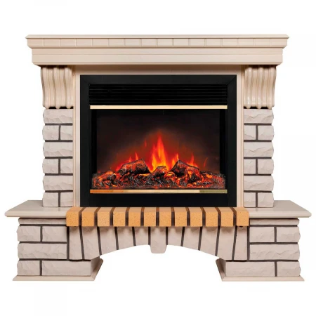 Электрокамин Realflame Country 26 WT с очагом Moonblaze Deluxe Brass 318182