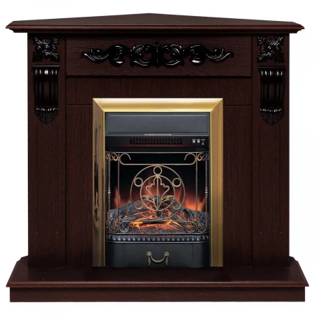 Электрокамин Realflame Dominica Corner DN с очагом Majestic Lux Brass 306009