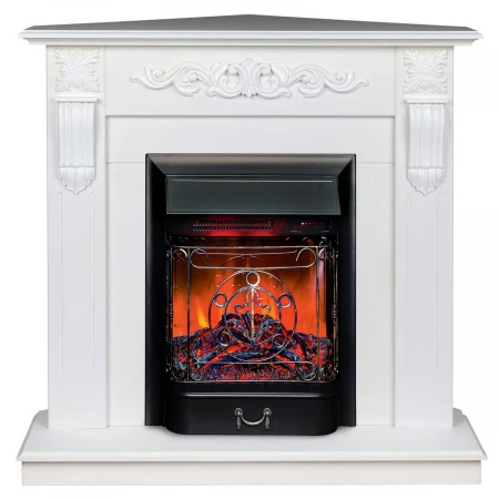 Электрокамин Realflame Dominica Corner WT с очагом Majestic Lux Black RC 305010