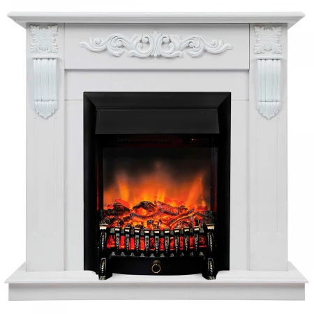 Электрокамин Realflame Dominica WT с очагом Fobos Lux Black RC 302007