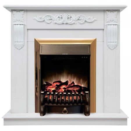 Электрокамин Realflame Dominica WT с очагом Fobos Lux Brass 303007