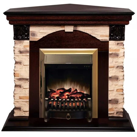 Электрокамин Realflame Dublin Corner Rock AO с очагом Fobos Lux Brass 303144