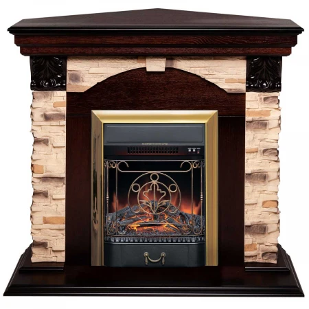 Электрокамин Realflame Dublin Corner Rock AO с очагом Majestic Lux Brass 306144