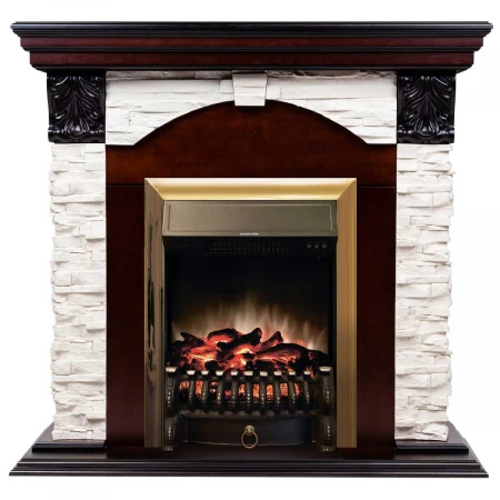 Электрокамин Realflame Dublin Lux AO с очагом Fobos Lux Brass 303140