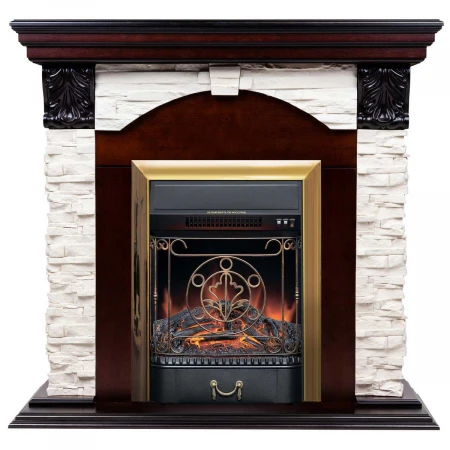 Электрокамин Realflame Dublin Lux AO с очагом Majestic Lux Brass 306140