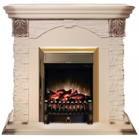 Электрокамин Realflame Dublin Lux WT с очагом Fobos Lux Brass 303141