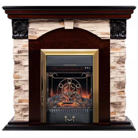 Электрокамин Realflame Dublin Rock AO с очагом Majestic Lux Brass 306143