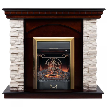 Электрокамин Realflame Elford AO с очагом Majestic Lux Brass 306146