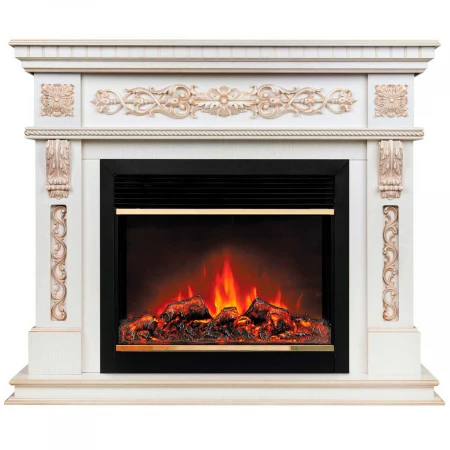 Электрокамин Realflame Estella 25,5/26 WT с очагом Moonblaze Deluxe Brass 318058