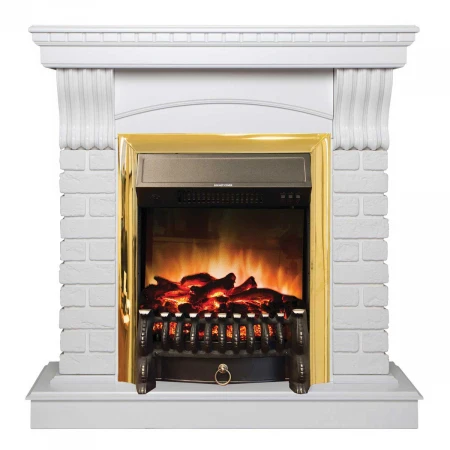 Электрокамин Realflame Jazz WT с очагом Fobos Lux Brass 303300