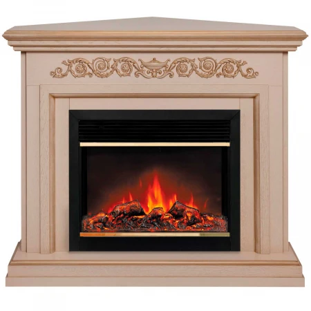 Электрокамин Realflame Leticia Corner 26 WT-619G с очагом Moonblaze Deluxe Brass 318065