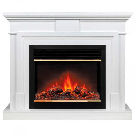 Электрокамин Realflame Marco 25,5/26 WT с очагом Moonblaze Deluxe Brass 318334