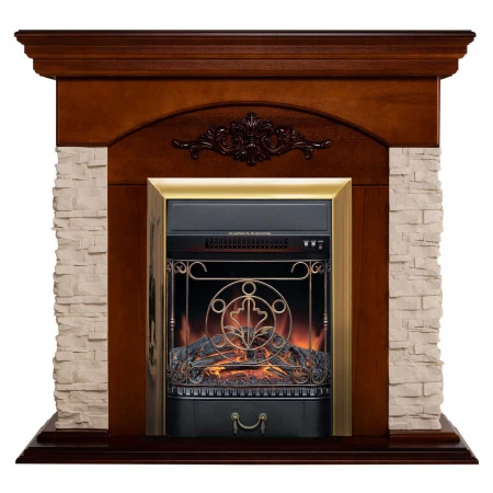 Электрокамин Realflame Neapolis NT с очагом Majestic Lux Brass 306137