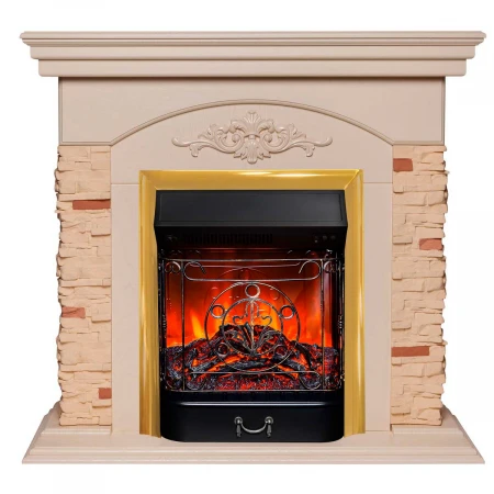 Электрокамин Realflame Neapolis WT с очагом Majestic Lux Brass 306136