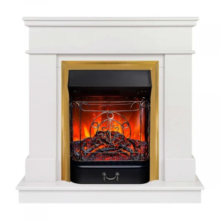 Электрокамин Realflame Selena STD WT с очагом Majestic Lux Brass 306371