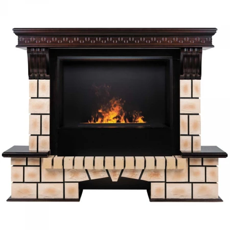 Электрокамин Realflame Stone Brick 26 AO с очагом 3D Cassette 630 Black Panel 360189