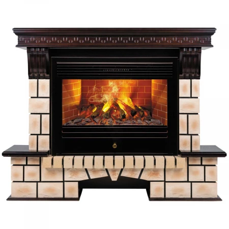 Электрокамин Realflame Stone Brick 26 AO с очагом 3D Novara 348189