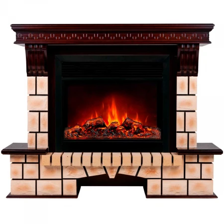 Электрокамин Realflame Stone Brick 26 AO с очагом Moonblaze Deluxe Black 317189