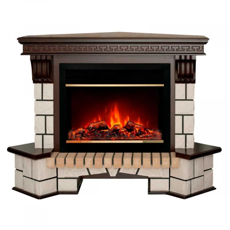 Электрокамин Realflame Stone Corner 26 AO с очагом Moonblaze Deluxe Brass 318322