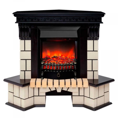 Электрокамин Realflame Stone Corner STD AO с очагом Fobos Lux Black RC 302366