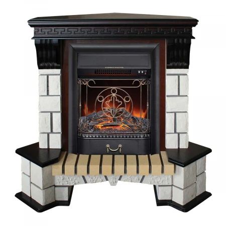 Электрокамин Realflame Stone Corner STD AO с очагом Majestic Lux Black 304328