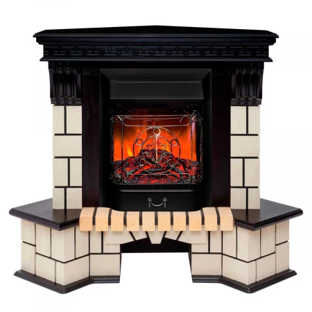Электрокамин Realflame Stone Corner STD AO с очагом Majestic Lux Black 304366