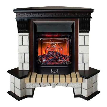 Электрокамин Realflame Stone Corner STD AO с очагом Majestic Lux Black RC 305328