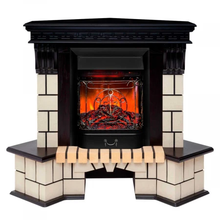 Электрокамин Realflame Stone Corner STD AO с очагом Majestic Lux Black RC 305366