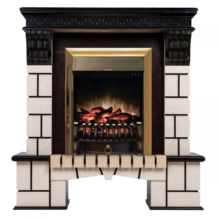 Электрокамин Realflame Stone STD AO с очагом Fobos Lux Brass 303326