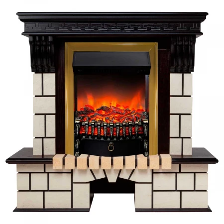 Электрокамин Realflame Stone STD AO с очагом Fobos Lux Brass 303369