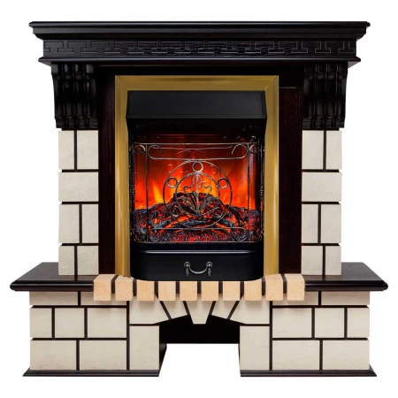 Электрокамин Realflame Stone STD AO с очагом Majestic Lux Brass 306369