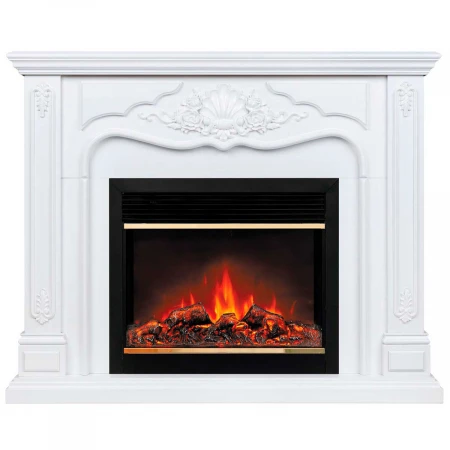 Электрокамин Realflame Victoria 26 WT с очагом Moonblaze Deluxe Brass 318070