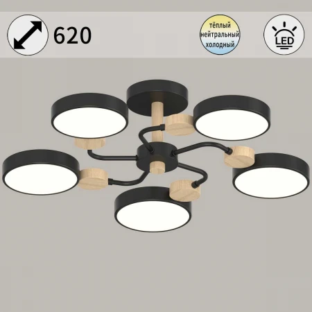 Светильник потолочный Reluce 03326-0.3-05 BK+WOOD