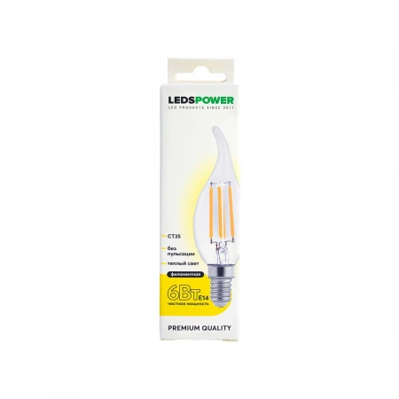 Светодиодная лампа LEDS POWER Filament CT35 E14 6Вт 3000К 007090