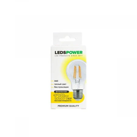 Светодиодная лампа LEDS POWER Filament A60 E27 12Вт 3000К 007137