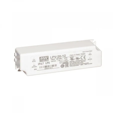 Блок питания Mean Well, герметичный, LPV-20-12, в пластиковом корпусе LPV-20-12