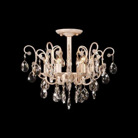 Подвесная люстра Eurosvet 10022/6 белый с золотом/ тонированный хрусталь Strotskis Подвесная люстра Eurosvet 10022/6 белый с золотом/ тонированный хрусталь Strotskis