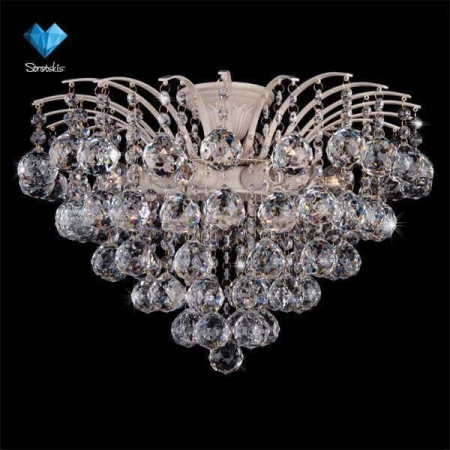 Подвесная люстра Eurosvet 3299/6 белый с золотом/прозрачный хрусталь Strotskis