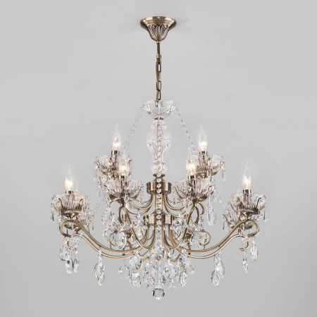 Подвесная люстра Eurosvet Teodore 10103/12 античная бронза/прозрачный хрусталь Strotskis