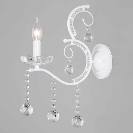 Бра Eurosvet Brezza 10107/1 глянцевый белый/прозрачный хрусталь Strotskis